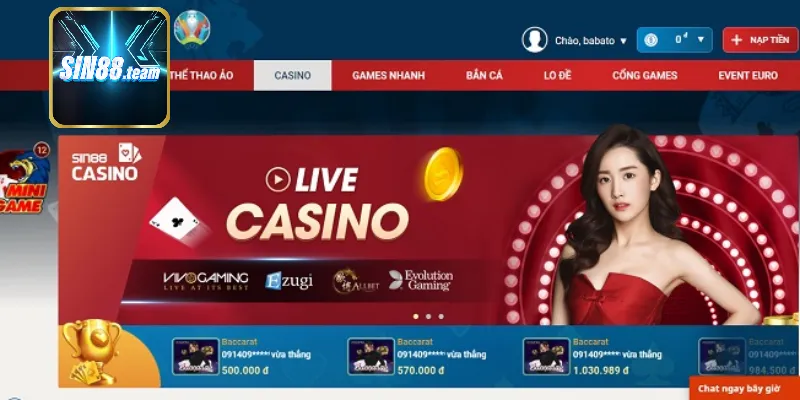 Live casino sin88 - Điểm đến lý tưởng số 1 cho người đam mê game bài