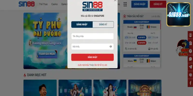 Quy trình đăng nhập sin88team bằng website