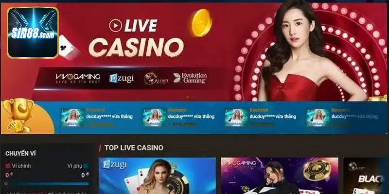 Top 4 trò chơi được ưa chuộng nhất tại live casino sin88