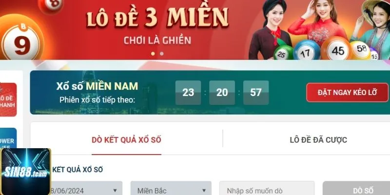 Cá cược cùng Xổ số ba miền tại Lô đề Sin88